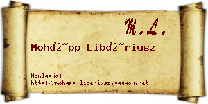 Mohápp Libériusz névjegykártya